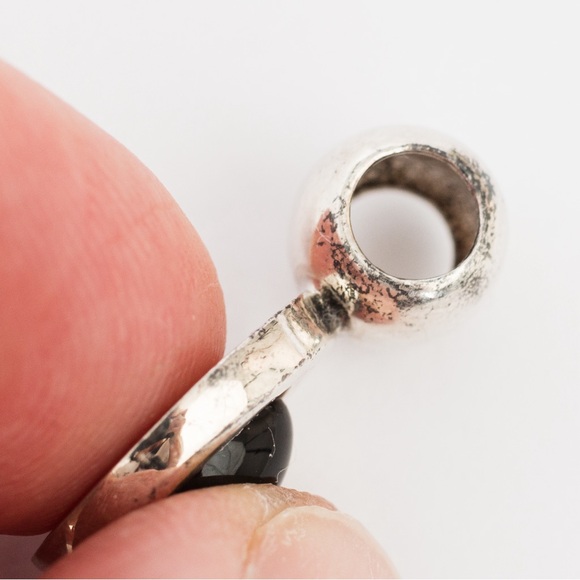 Vintage minimalist oval sterling silver pendant black onyx stone southwestern - Picture 8 of 15